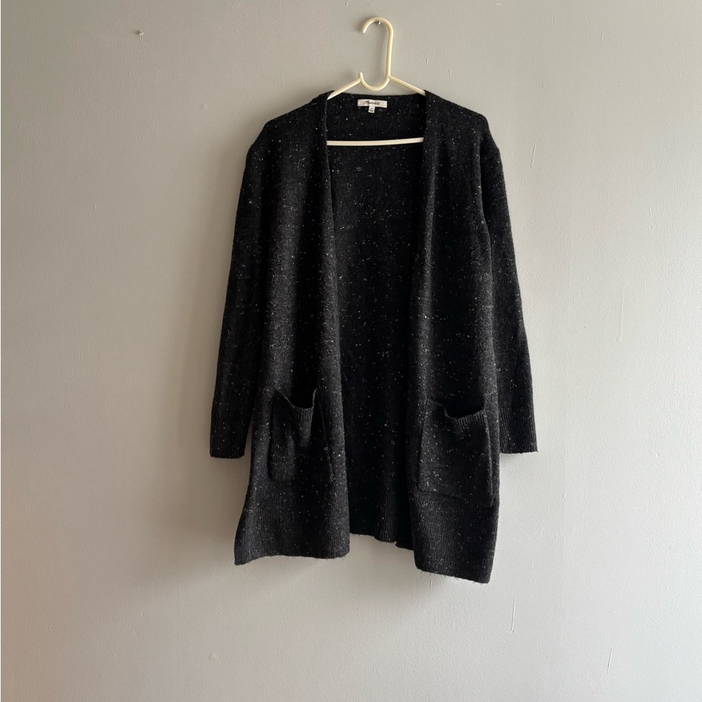 Madewell Women’s Small Gray Speckled Open Front Cardigan Sweater Pockets